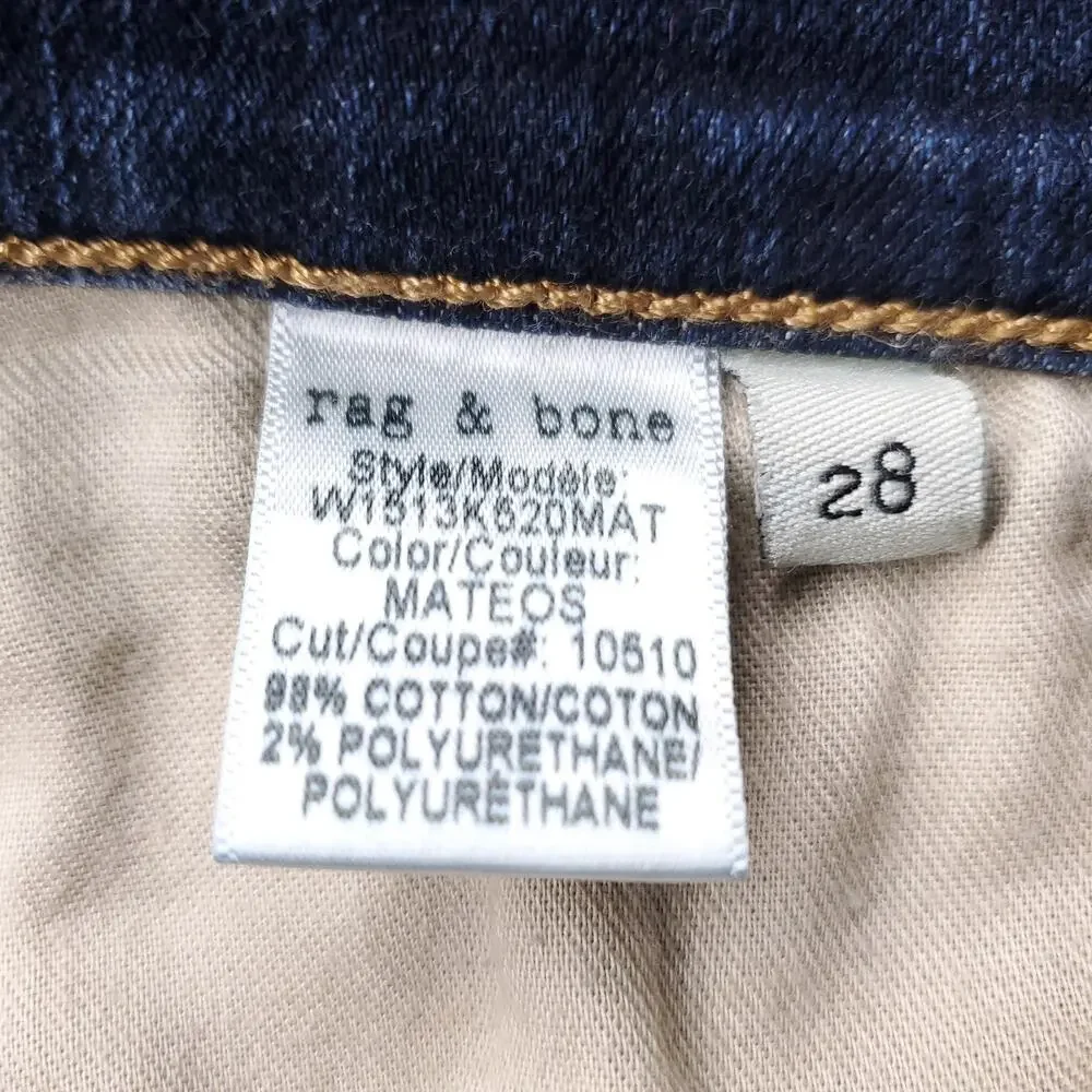 Rag & Bone Jeans Women 28 Dark Blue Skinny Distressed Casual Indie Contemporary